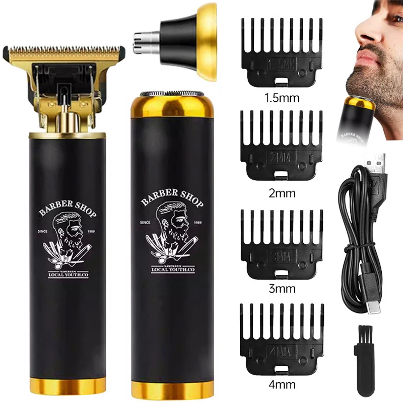 

T9 3in1 Electric Shaver USB Rechargeble Hair Trimmer for Men Electric Hair Clipper Oil Shaving Head Electric Pusher Carving Care