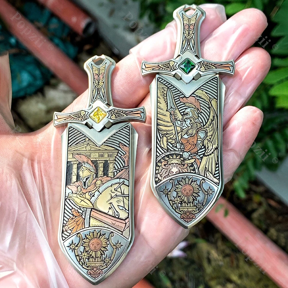 LEYANG Athena épée EDC blanc cuivre mécanique Push curseur adultes soulagement du Stress jouet Table ornement Cool Gadget anxiété jouets