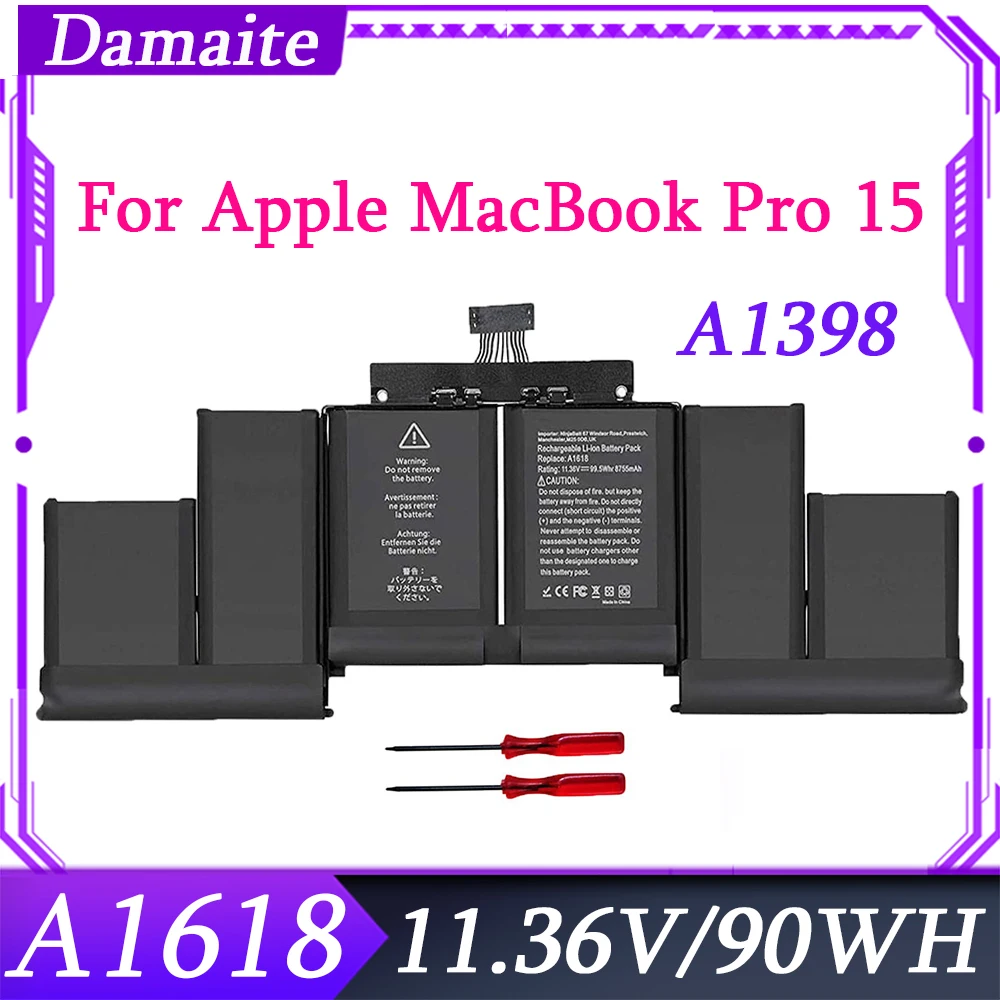 A1618 11,36 V 90Wh batería del ordenador portátil para Apple MacBook Pro 15 "Retina A1398 A1618 2015 Año 020-00079 MJLQ2LL/A MJLT2LL/A herramienta gratuita