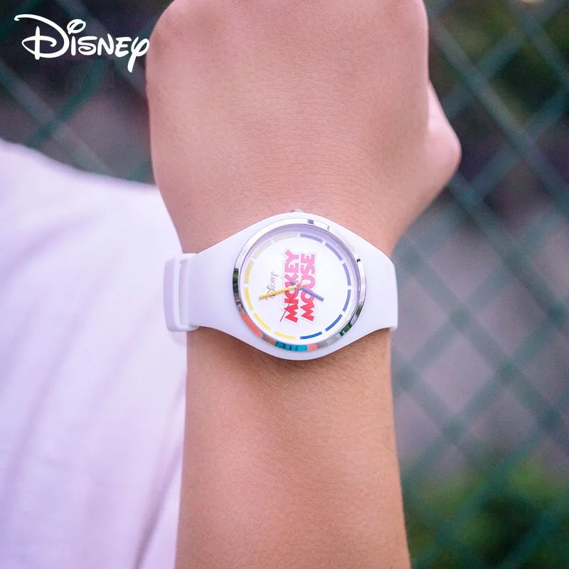 Montre-bracelet Disney Mickey Mouse pour enfants, montre-bracelet à Quartz, Noctilucent, étanche en Silicone, unisexe, étudiant, garçon et fille