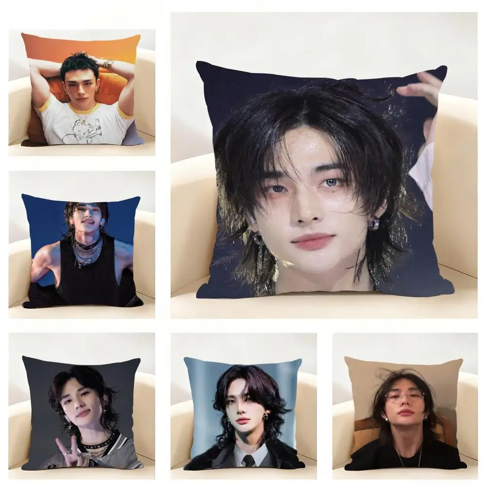 Handsome Singer H-HyunjinS Cushion Cover Linen Pillowcase Soft  for Sofa Bed Home Room Decor