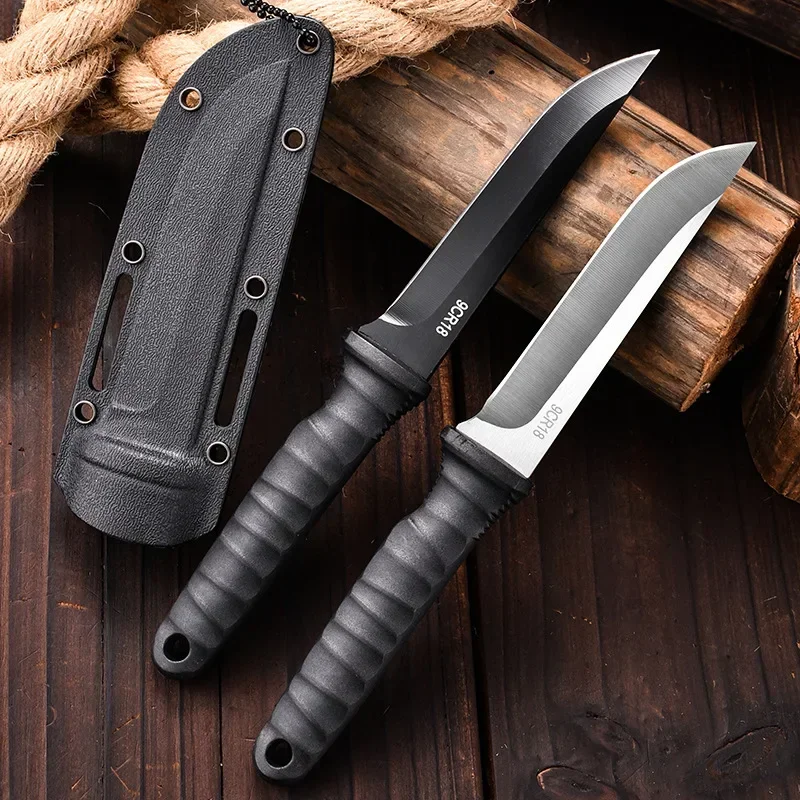 New Outdoor Camping Men\'s Fixed Blade Hunting Knife Portable Survival Self Defense Military Fishing Tactical Pocket Knife