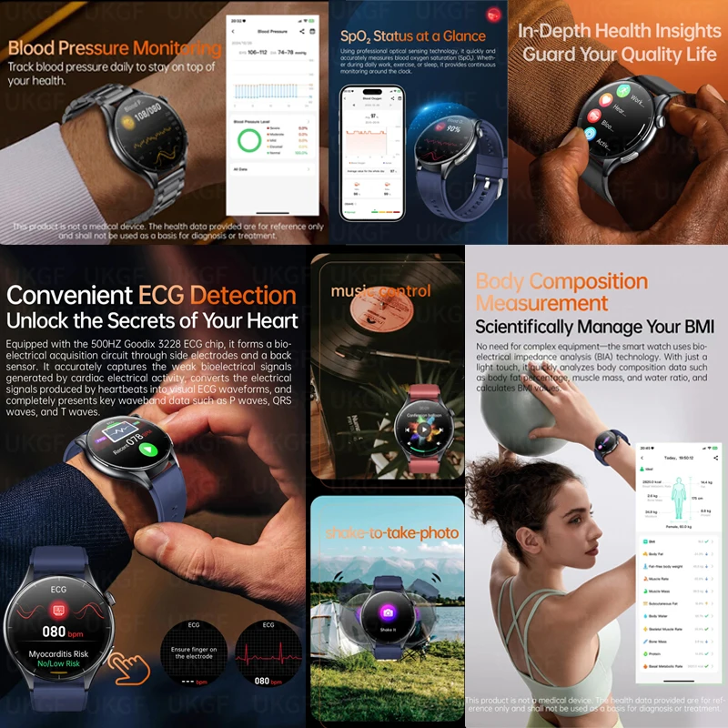 นาฬิกาอัจฉริยะสำหรับผู้ชาย รุ่นปี 2026 ระบบ NFC ดูแลสุขภาพ ระดับพยาบาล พร้อม AI ตรวจวัดไขมันในเลือด กรดยูริก ติดตาม ECG+PPG โทรผ่านบลูทูธ