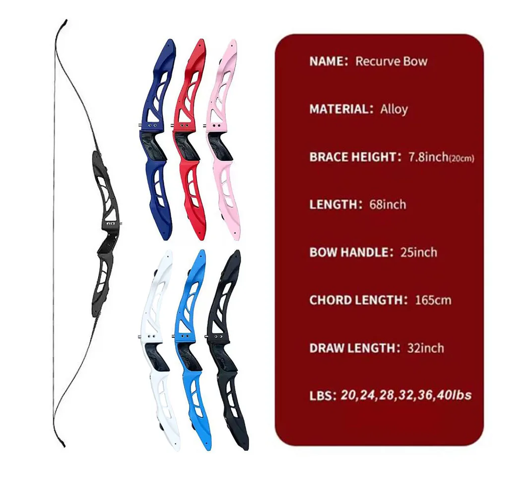 F165 Archery Competitive Recurve Bow 68 Inches 20-40Lbs Right Hand ILF Universal Interface Outdoor Hunting Shooting Training Equ