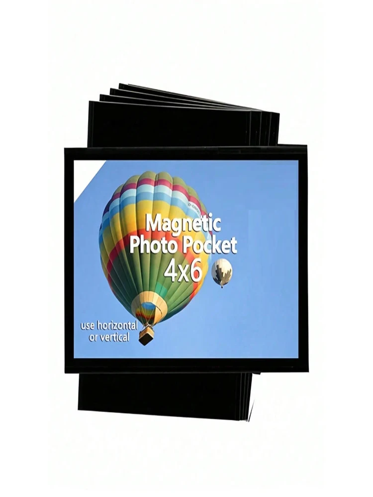 1/5 Magnetic Photo Frame, Fridge Magnet, Holds 4x6 Inch Photos, Reusable Black Fridge Photo Frame to Capture Beautiful Moments