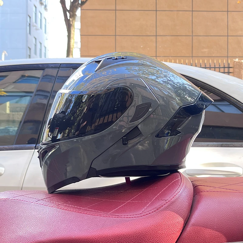 

ORZ Motorcycle helmet full face racing motorbike helmet with Double sun visor Women man flip up moto helmets capacete de moto