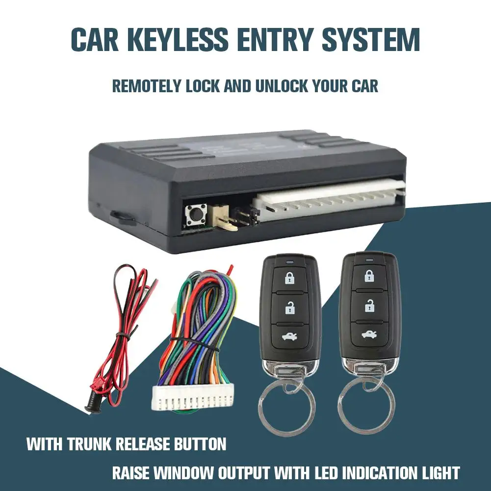 Novo universal fechadura da porta do carro tronco liberação keyless entrada sistema de controle remoto kit bloqueio central com acessórios azul v8z9