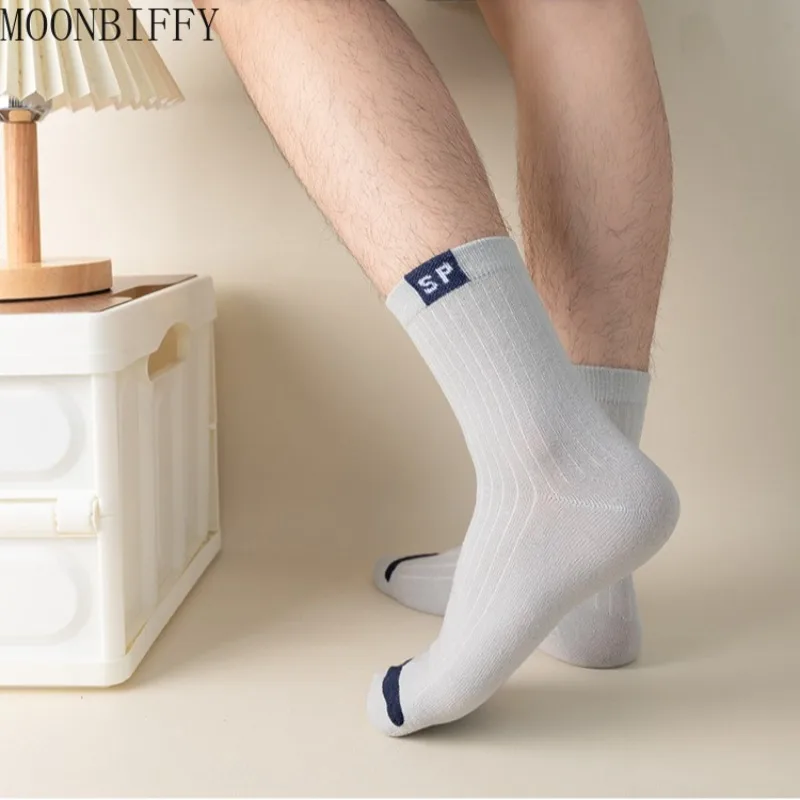 5 Pairs Mid-Calf Socks Warm Socks Long Sweat-Absorbing Breathable Socks Trendy Versatile Fall and Winter Sports Sock