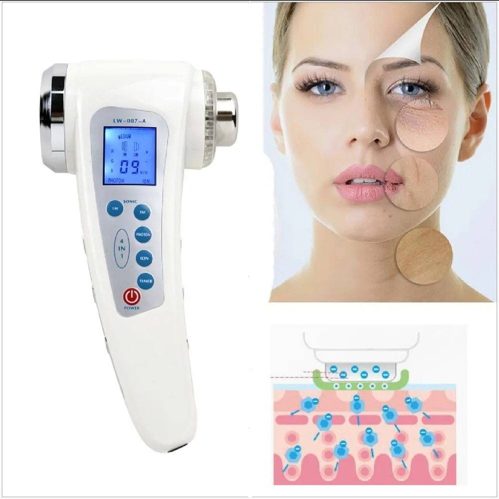 New 4 In 1 3Mhz And 1Mhz Photon Ultrasonic Beauty Instrument/photon Ultrasound Lose Weight Skin Care Multifunction Beauty Device