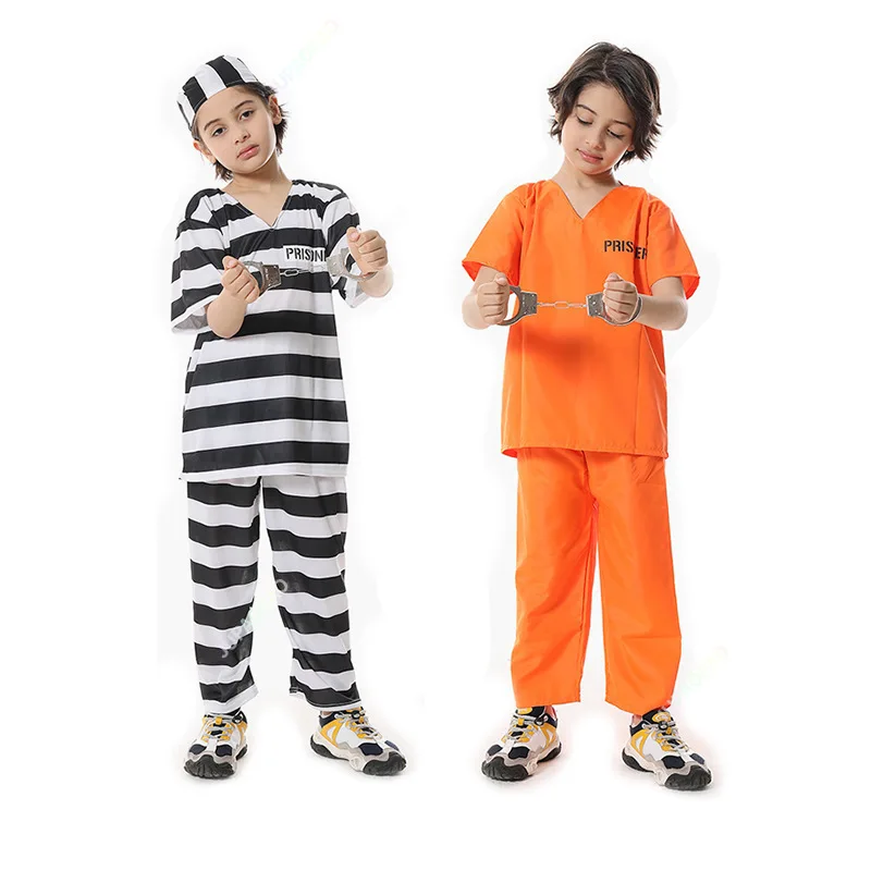 Adult Inmate Costume Orange Prisoner Jumpsuit Jailbird Outfit for Halloween Orange Prisoner Costume Men Jail Jumpsuit Costume