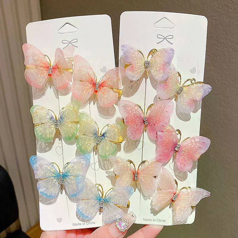 Random Colorful Butterfly Hairpins Girl Hair Clips Barrettes Women Sweet Hair Ornament Rainbow Headwear Fashion Hair Accessories - Detail 1
