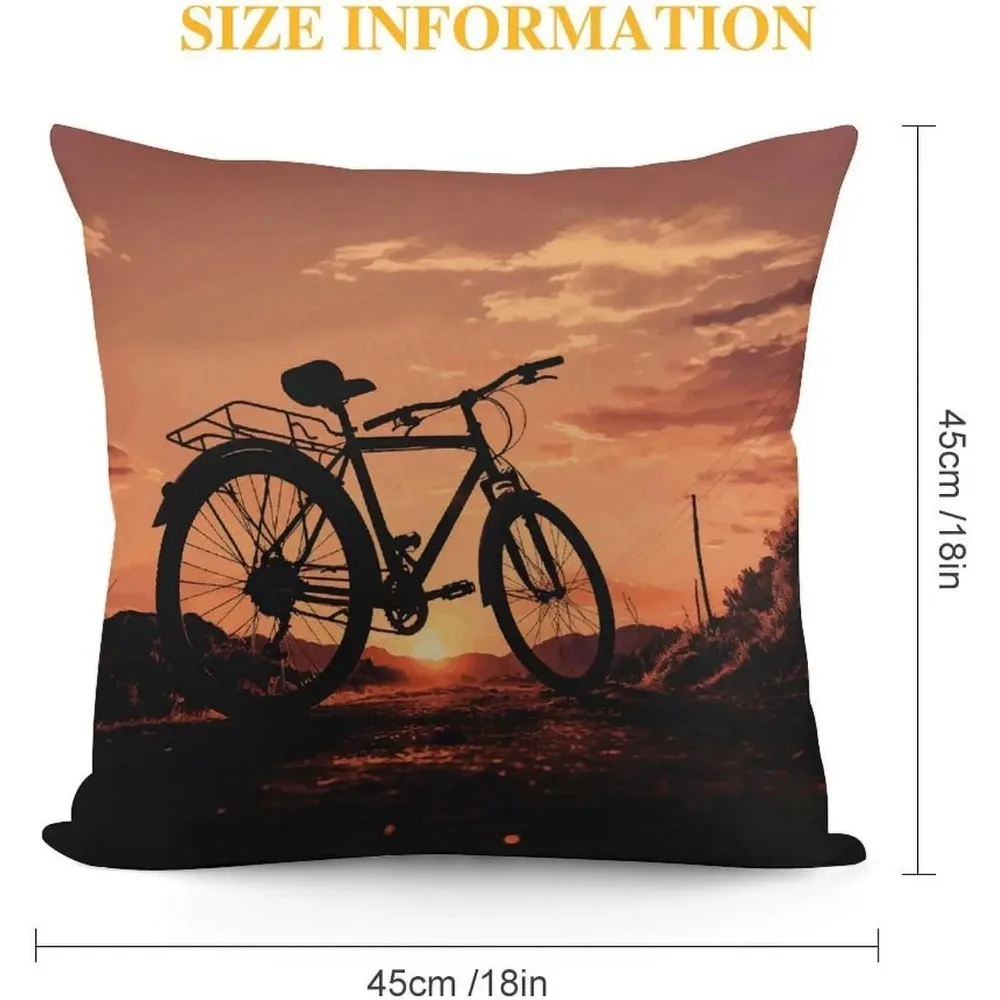 Road Bicycle Double-Sided Decorative Throw Pillow Case Sporty Plush Cushion Cover for Sofa Bedroom Chair Living Room Home Decor