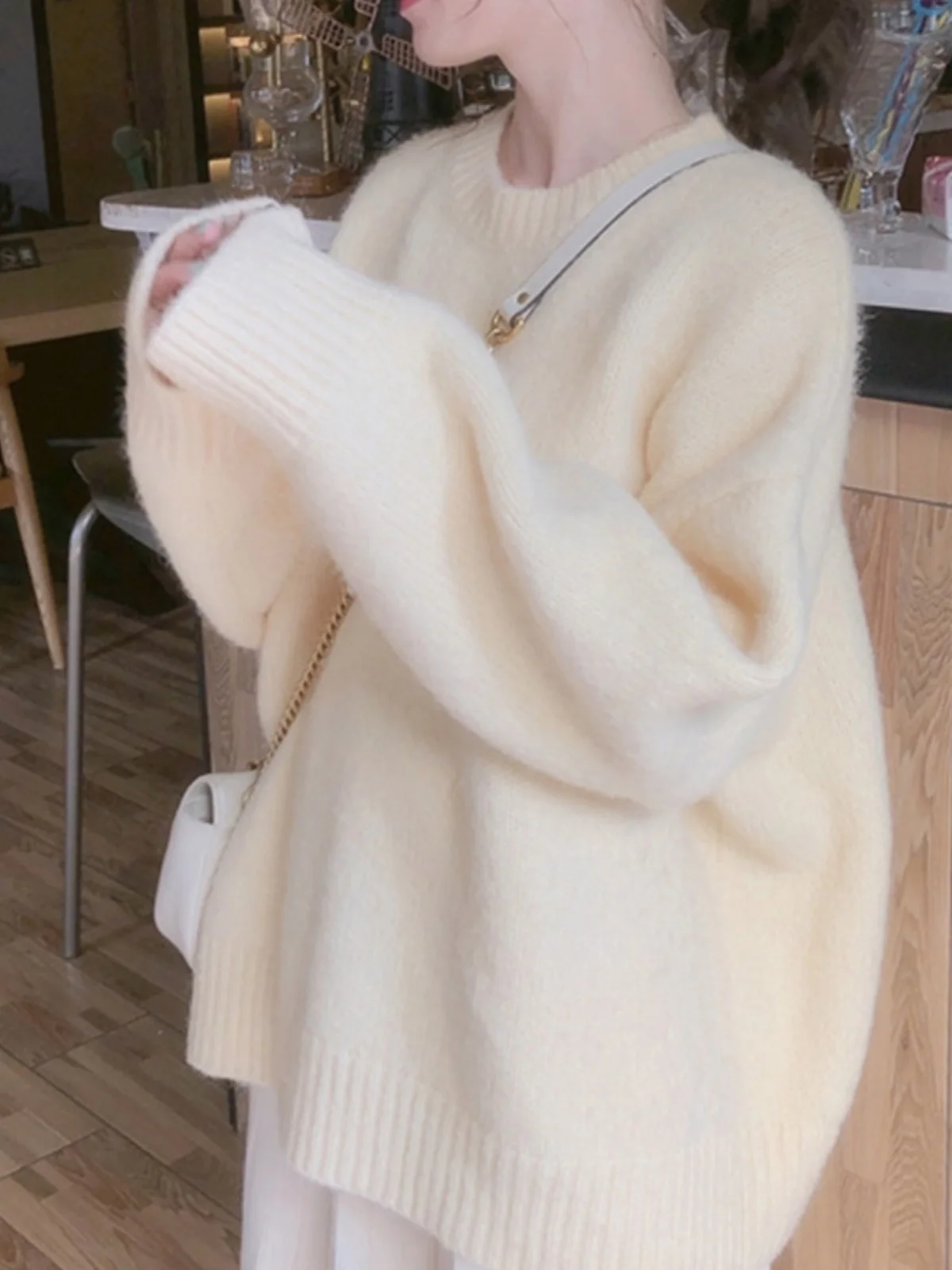 

Модный женский свитер Camere, внутренняя одежда Lazy Sle, весна-осень, чистый цвет, круглый Ne Long Sve, свободный вязаный топ