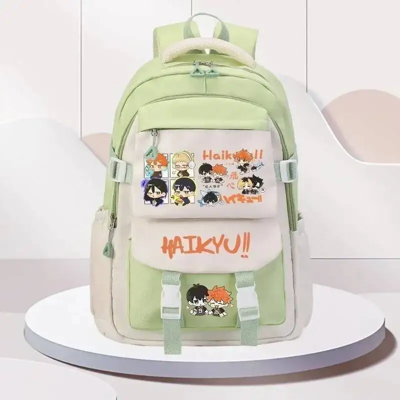 أنيمي لعبة تنفس شبكة أسود أزرق بني أخضر أرجواني Haikyuu طالب المراهقين حقائب مدرسية حقائب الظهر