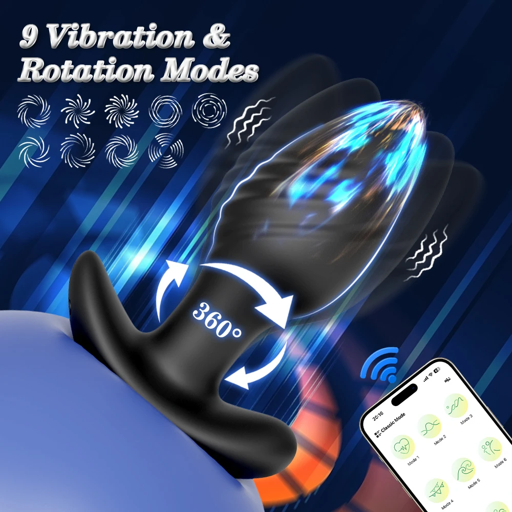 Remote Controlled Prostate Massager 360 Rotation Anal Vibrator_voghion.com