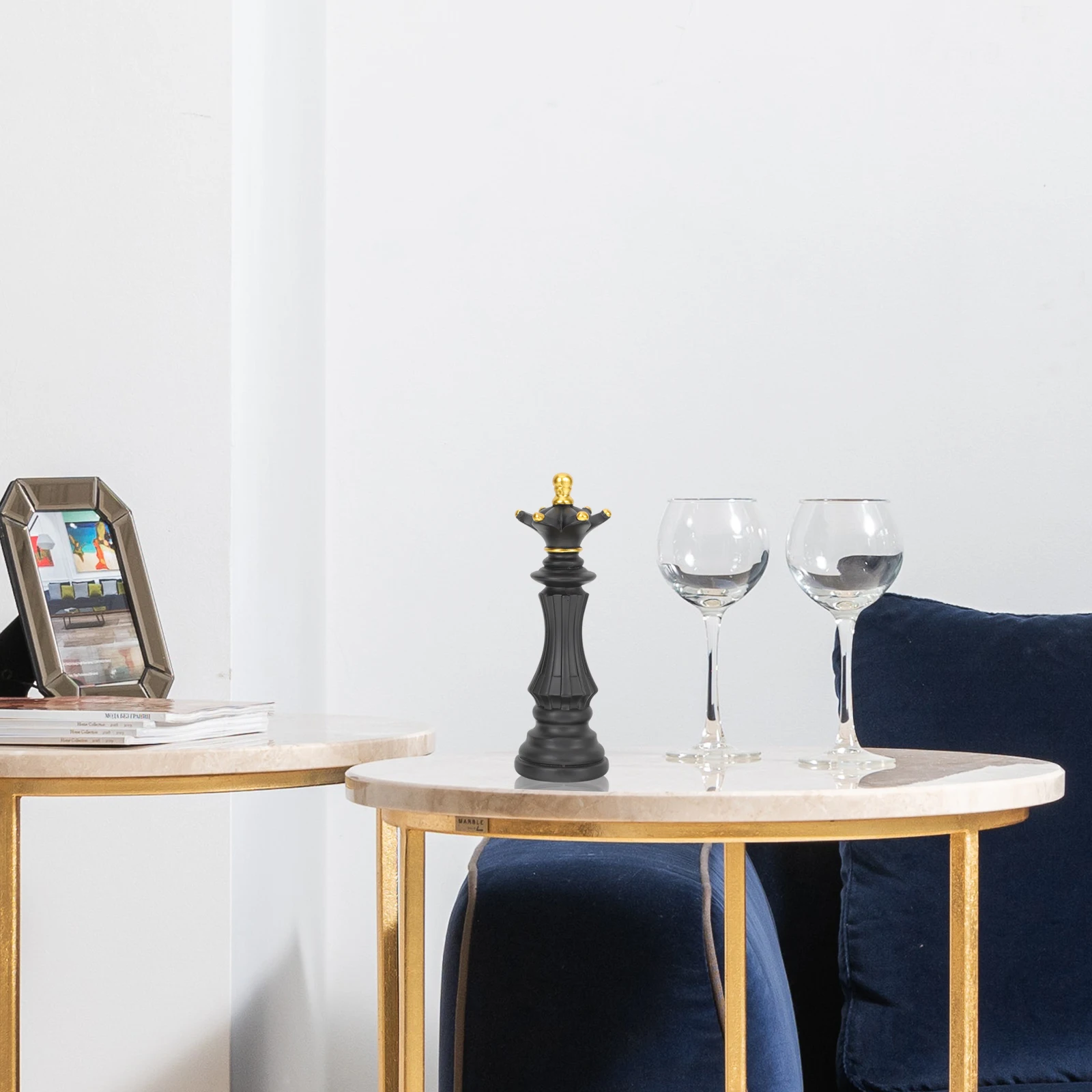 

Chic Chess Sculpture Resin for Cabinet Creative Desktop Decor Office Black Statue