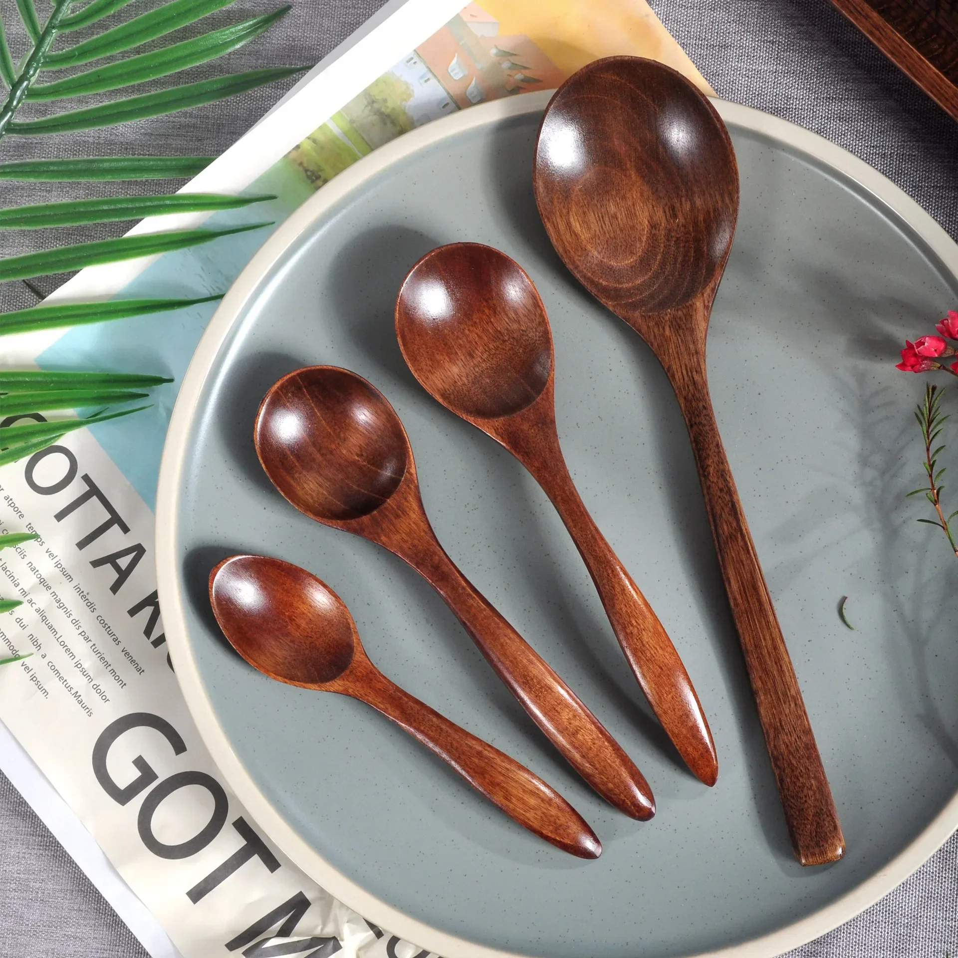 NEW Wooden Spoon Cooking Spoon Bamboo Wave Pattern Kitchen Cooking Utensil Tool Catering for Kitche  Soup Teaspoon