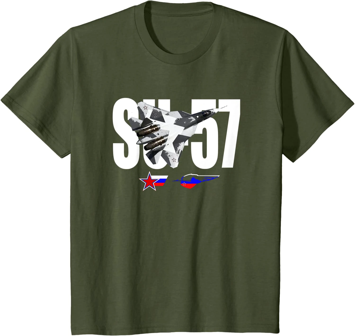 Russian Aerospace Force Sukhoi Su-57 Stealth Fighter T-Shirt. Premium Cotton Short Sleeve O-Neck Mens T Shirt New S-3XL