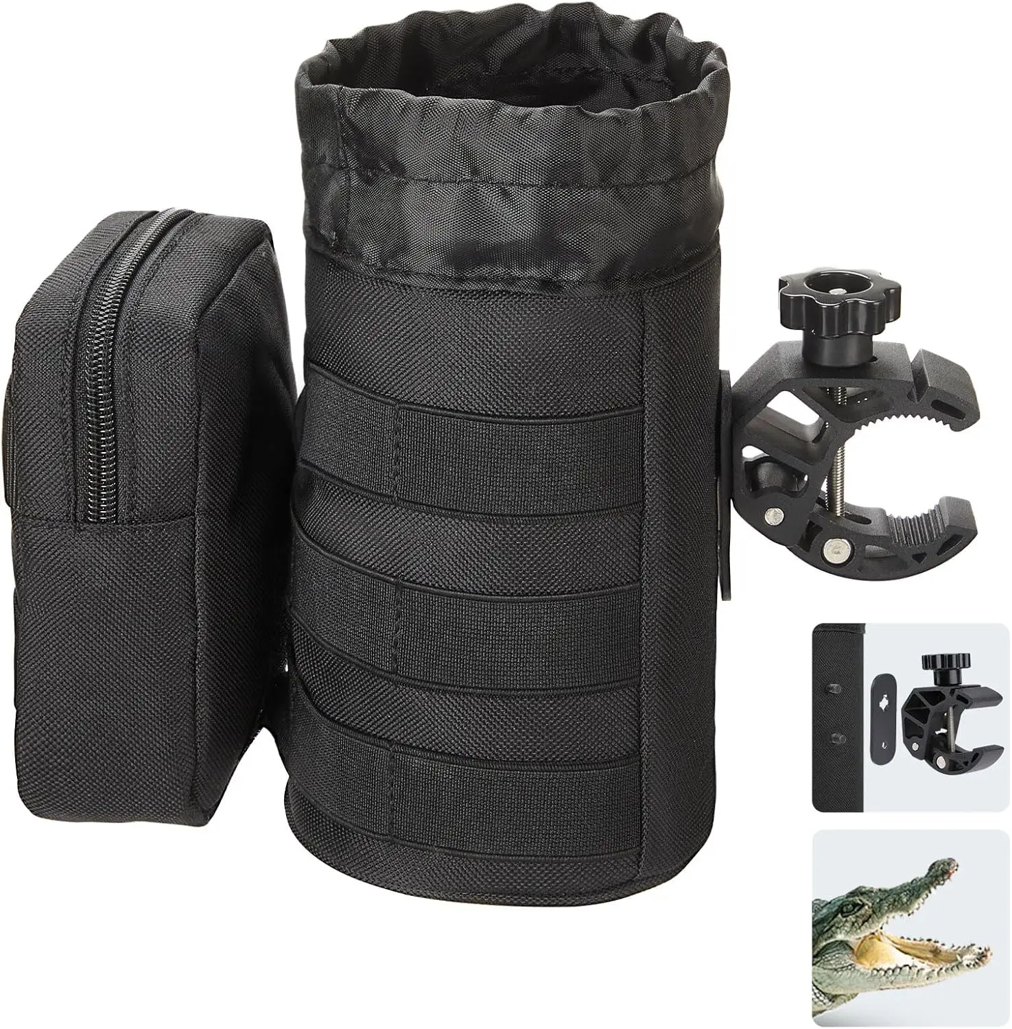 

32oz Cup Holder for Motorcycle ATV UTV with Alligator Clamp for Boat Kayak Bike Walker Black