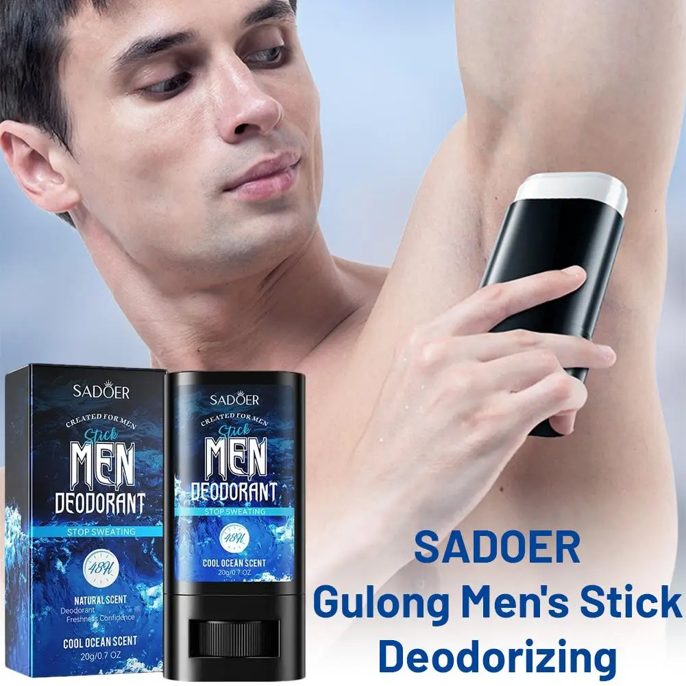 

SADOER Men Sandalwood Deodorant Stick Anti Sweating Keep Drying Lasting Fragrance Remove Armpit Odor Underarm Refresh Sticks