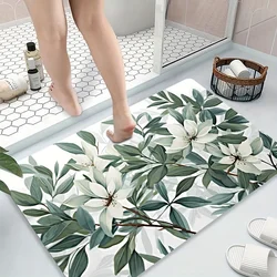 Watercolor Green Leaf Door Mat Bathroom Rug Non Slip Standing Floormat Laundry Room Bath Bathmats Small Shower Carpet Decor