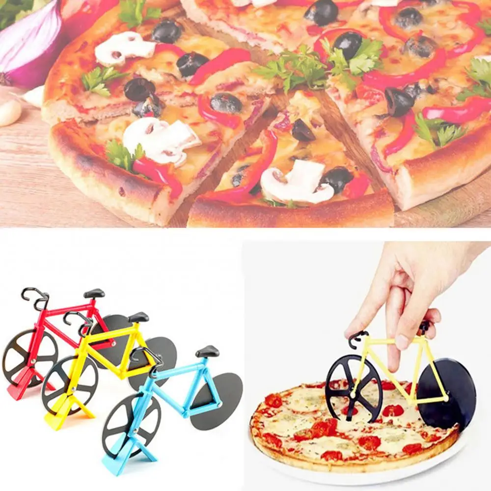 Novelty Bicycle Shape Pizza Cutter Dual-Wheel Slicer Kitchen Home Decor Tool