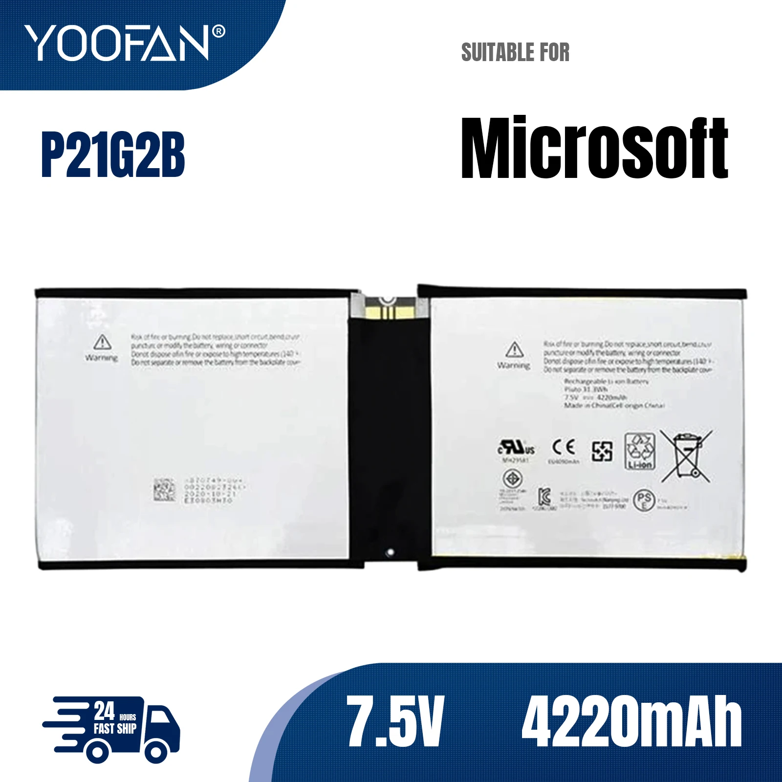 YOOFAN P21G2B Table Computer Battery For Samsung Sdi Microsoft Surface Rt 2 3 Rt2 3 Laptop Battery P21G2B 7.5v 31.3wh