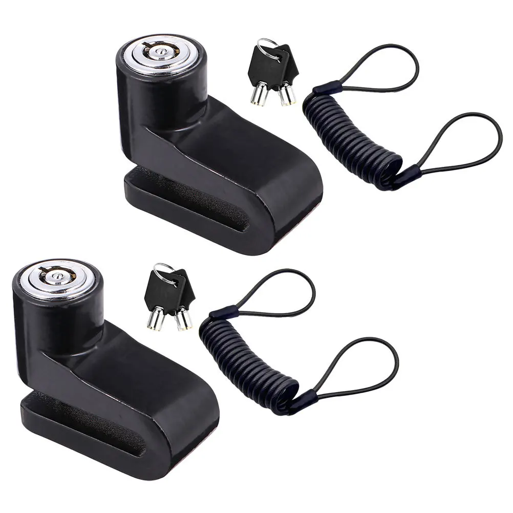 

2Pcs Disc Brake Lock for Motorcycle Scooter Electric Bike Wheel Security Anti-Theft Device Sturdy Alloy Reminder Cable Portable