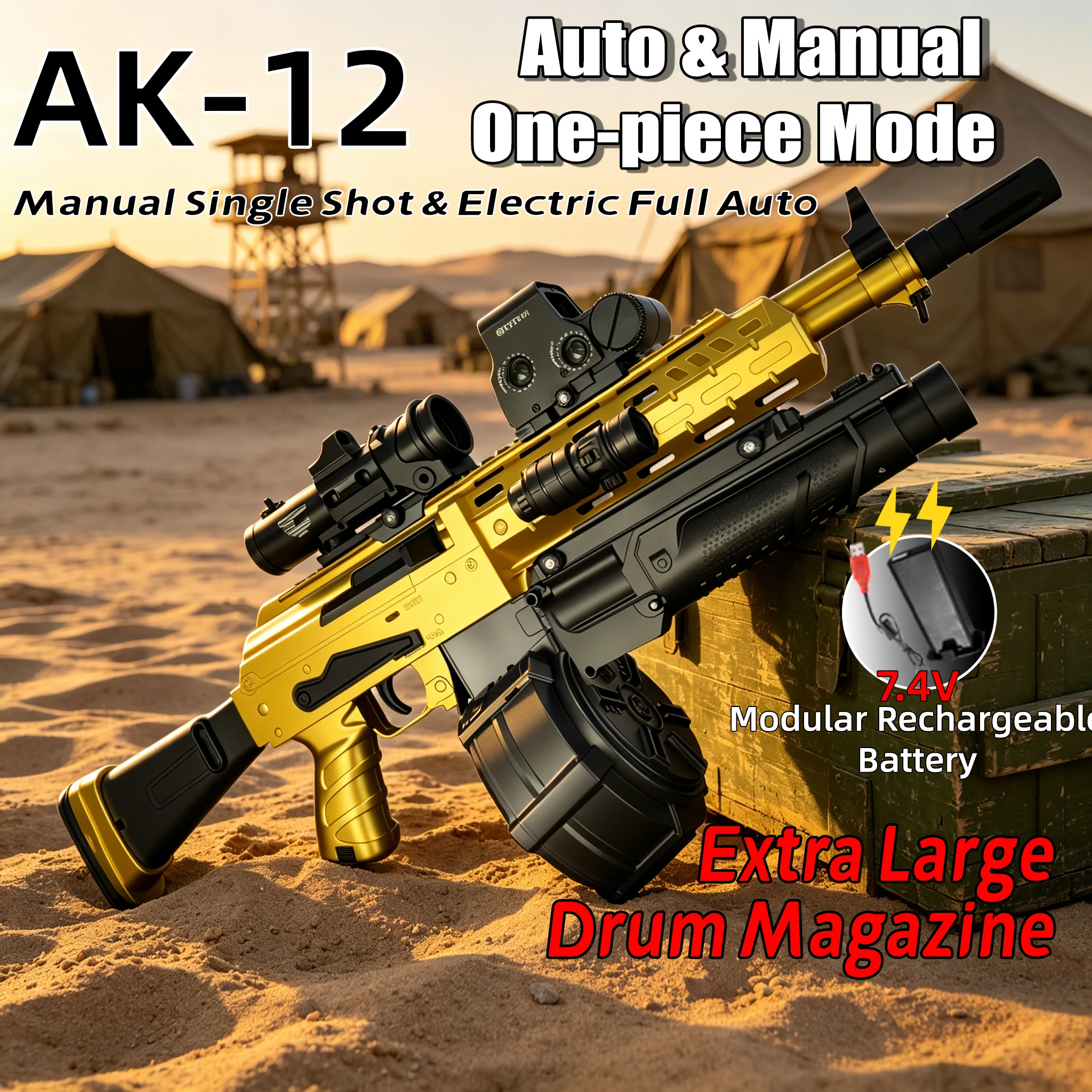 Pistola de juguete eléctrica de bolas de gel AK47, pistola Orbeez, con batería modular, adecuada para juegos al aire libre (municiones no incluidas)