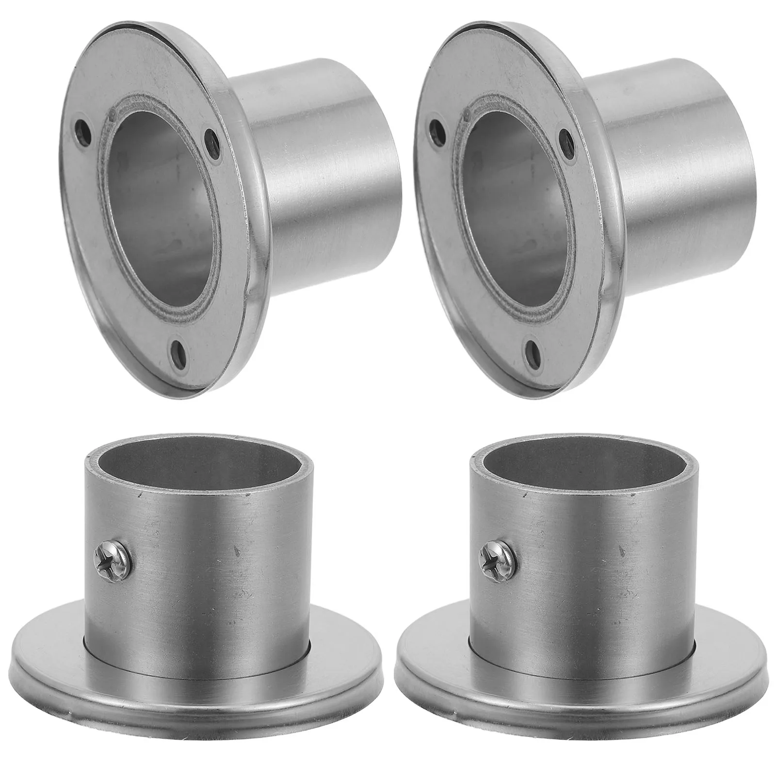 

4 Pcs Thick Stainless Steel Shower Curtain Rod Brackets Home Closet End Holder Silver Cloth Supports Wardrobe Repair