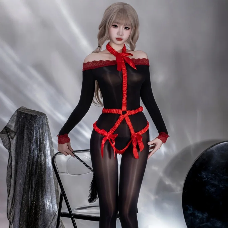 AniLV Women Off Shoulder Oil Bodysuit Sexy Lingerie Secret Pajamas Erotic Costumes