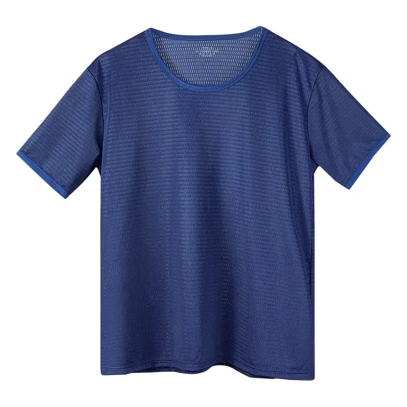 

5PCS Summer Ice Silk seamless men's short-sleeved solid color round-neck half-sleeved T-shirt, summer thin top, base layer