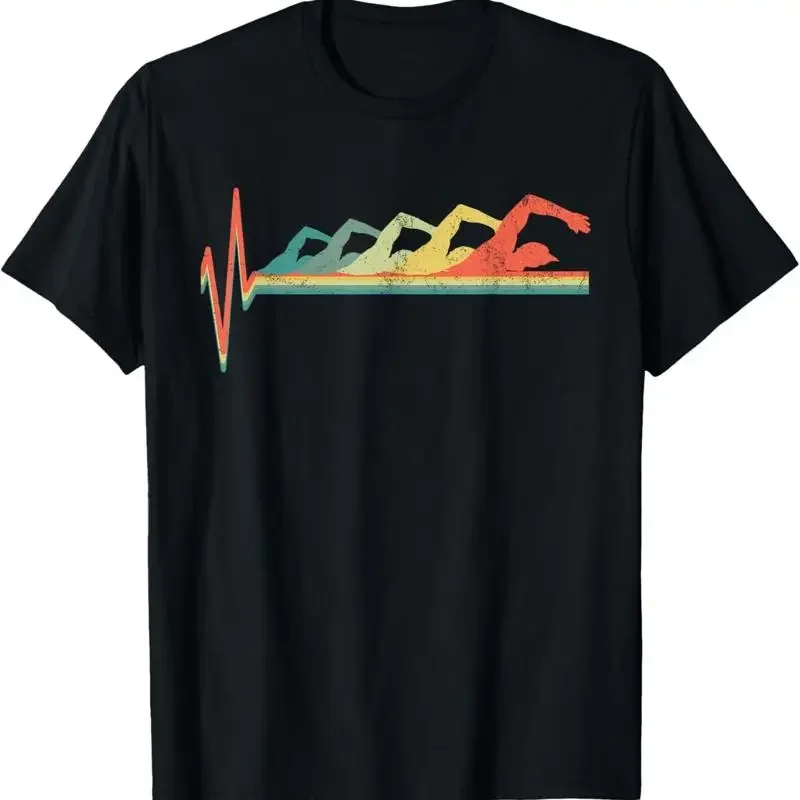 Swimming Swimmer Heartbeat Retro T Shirt