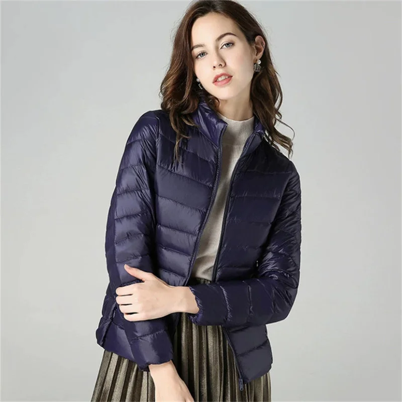 Casaco ultraleve à prova de vento para mulher, casaco de inverno quente, parka portátil, casaco fino, tamanho grande, outwear, 7XL, 8XL, fêmea, primavera, outono