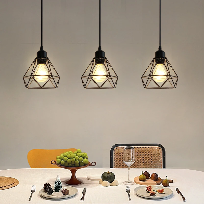 1Pc black retro industrial style hanging pendant light E27 bulb base, hallway, balcony lighting fixture (without bulb)