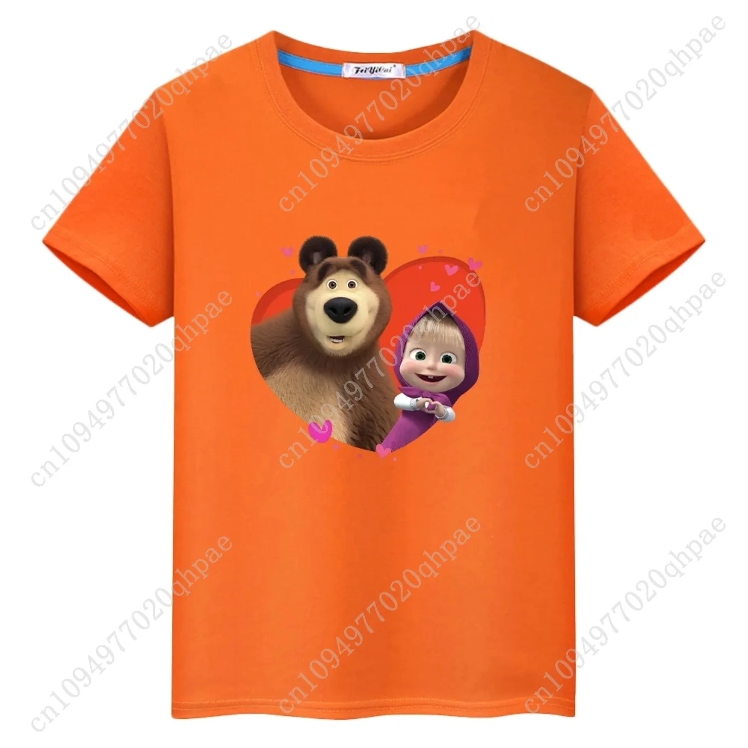أنيمي الدب طباعة تي شيرت للأطفال الصبي 10 سنوات قميص جذاب Kawaii بلايز y2k قطعة واحدة 100% القطن الرسوم القصيرة الفتيات الملابس #2