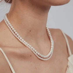 Pearl Choker Necklace for Woman Man Stainless Steel Imitation Pearl Necklace Brides Bridesmaids Wedding Gift Jewelry Wholesale
