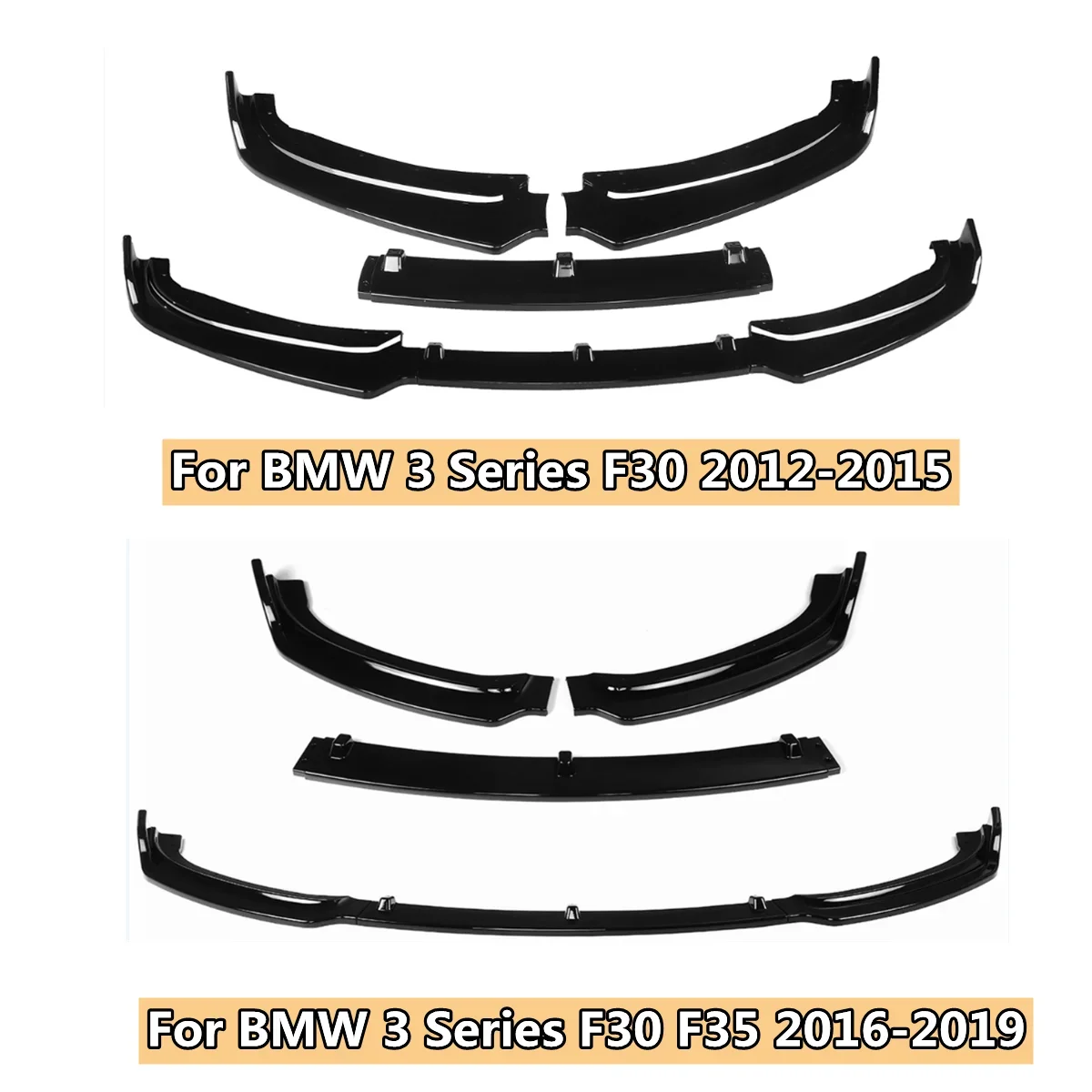Für BMW 3er F30 F35 2012-2015 / 2016-2019 3 Stück Frontstoßstange Lip Spoiler Auto Diffusor Splitter Stoßstange Bodykits