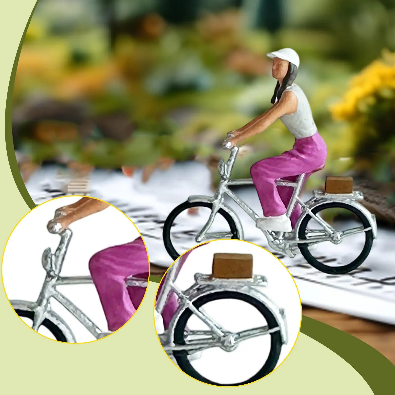 Modèle de fille à collectionner, accessoire Photo, modèle de petites personnes, Mini figurine de cycliste féminin pour aménagement de gare, scène Miniature, 1/64
