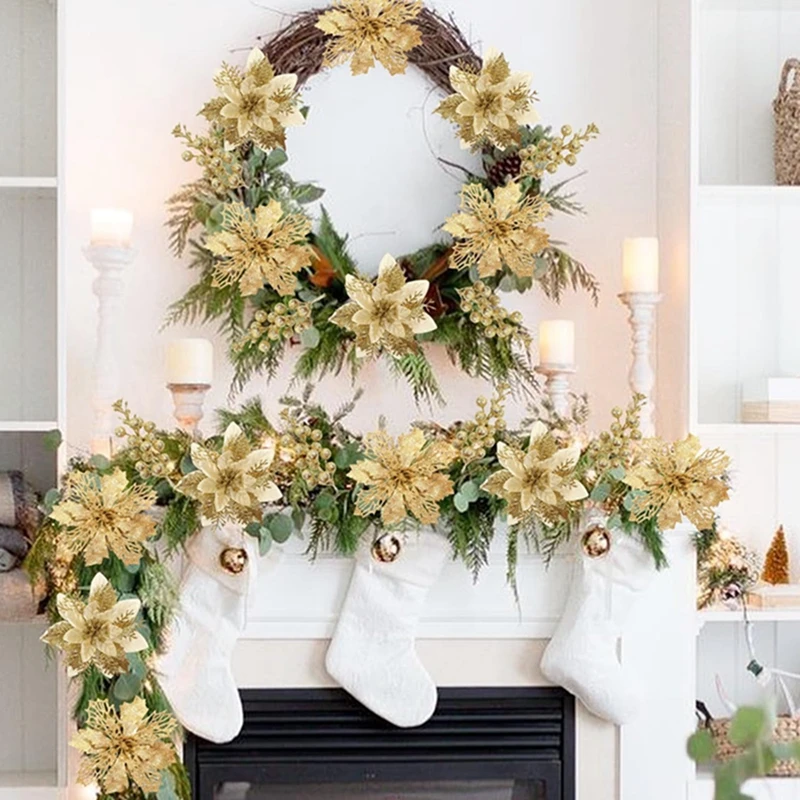 22 قطعة زينة عيد الميلاد الزهور الاصطناعية باقة التوت شجرة عيد الميلاد زخرفة ديكور المنزل السنة الجديدة نافيداد هدية اكسسوارات #5