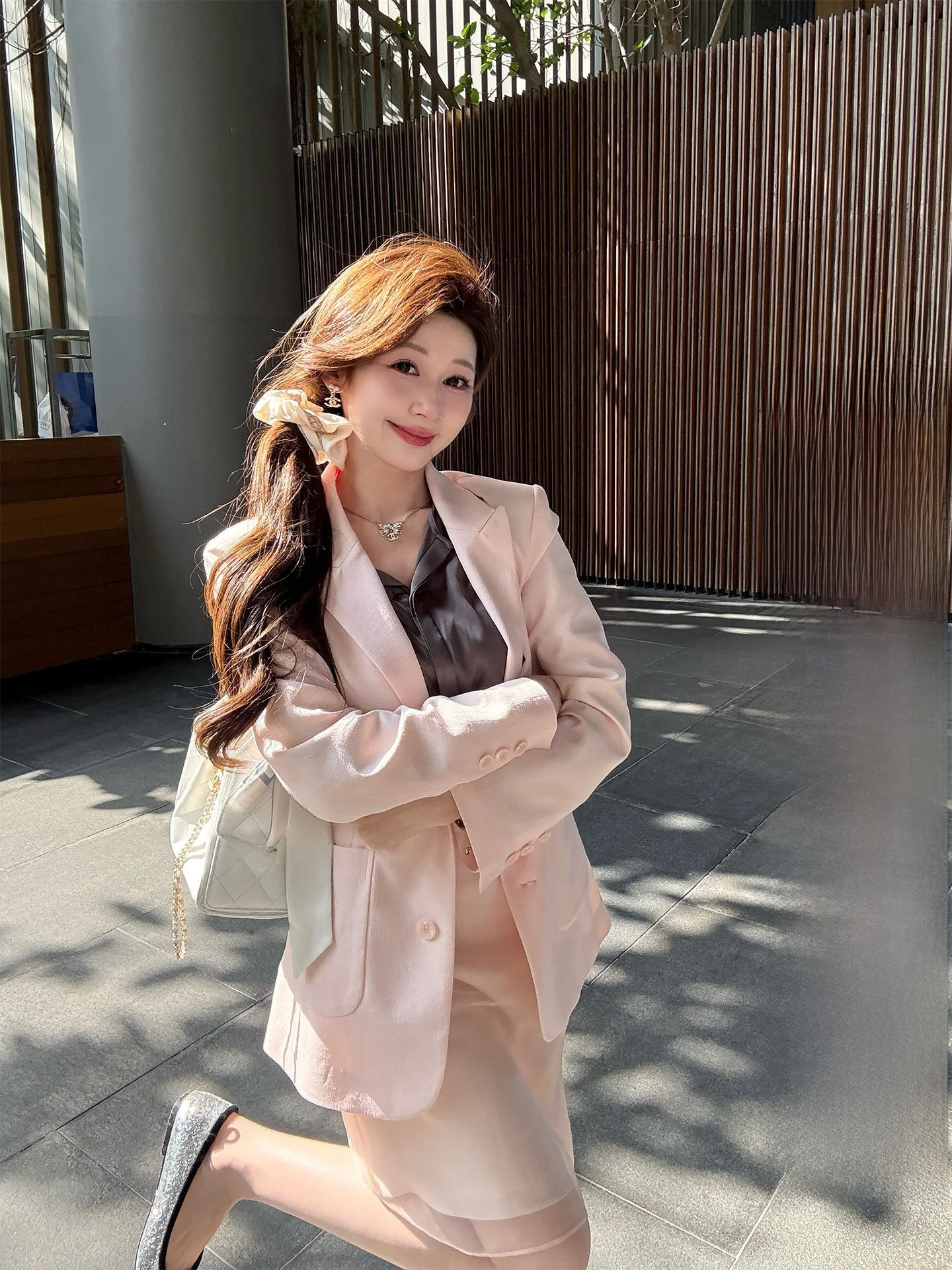 

Yingcai Quality Short Acetate Suit Jacket Fashion Shirt Half Skirt Early Spring Set Women's Less Money Style Office Commute Wind