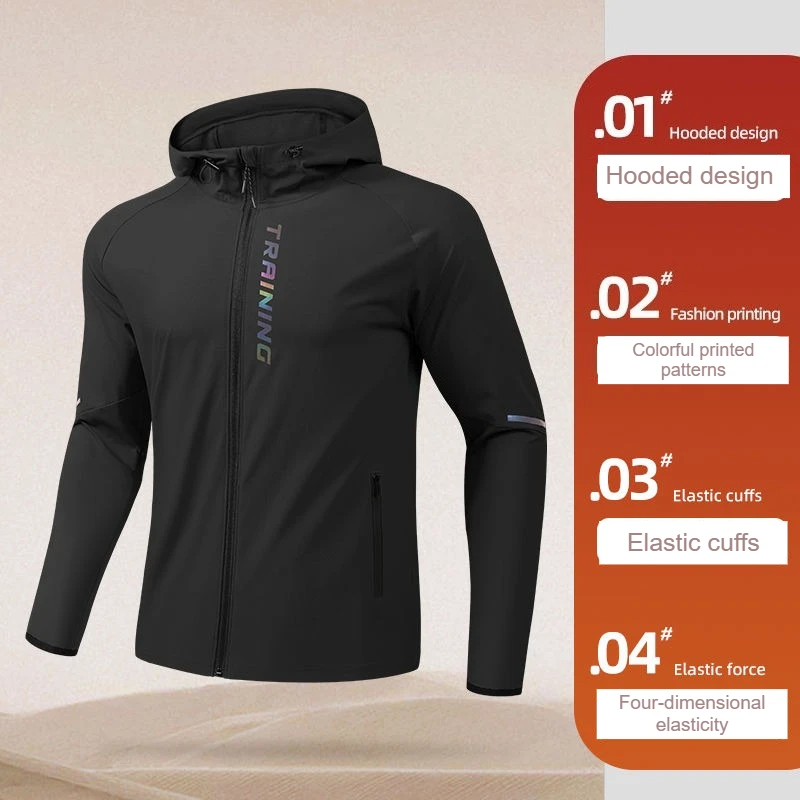 Chaqueta impermeable con capucha a prueba de viento para hombre para correr, entrenar y deportes al aire libre