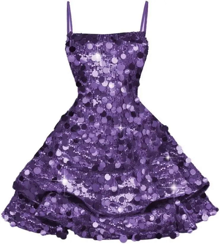 فستان قصير مزين بالترتر لحفلات العودة للوطن للمراهقين بدون أكمام لامع للحفلات الراقصة الحلوة 16 فساتين التخرج فستان قصير للحفلات المسائية #1