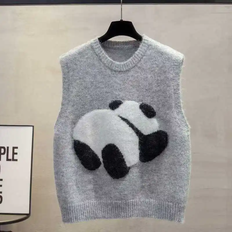 

2025 Autumn and Winter Women's Vest Loose Fitting Pullover Knitted Vest