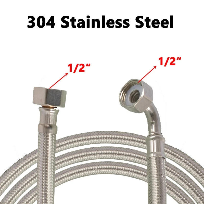 1/2 "BSP 一方関節エルボ 304 ステンレス鋼編組ホース給湯器蛇口温冷水入口パイプ 20CM-150CM