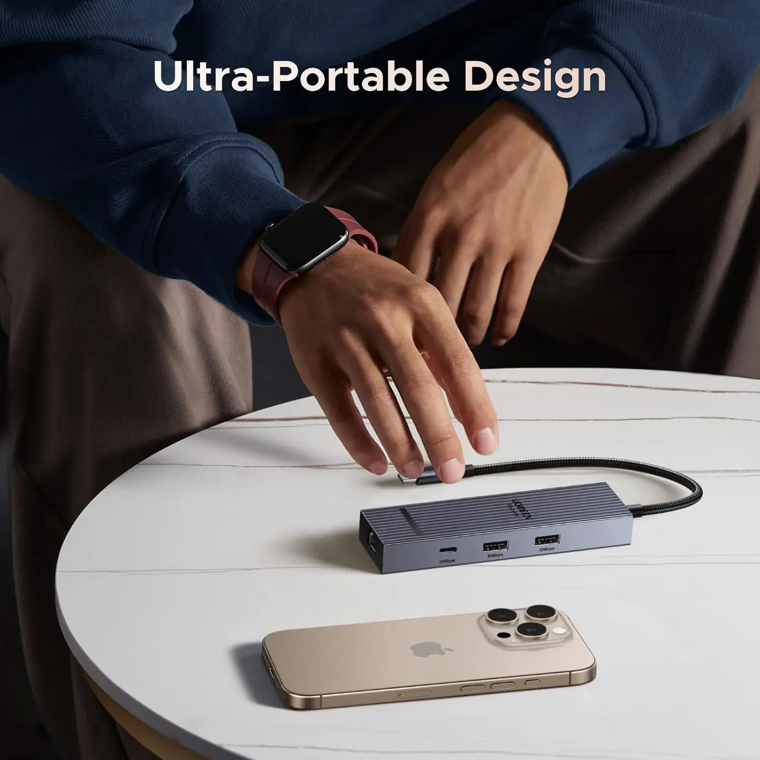 UGREEN Revodok Pro Adattatore USB C Hub Gigabit Ethernet 6 in 1 con HDMI 4K 60Hz, ricarica PD da 100 W, porte dati USB A&C 3.2 da 10 Gbps