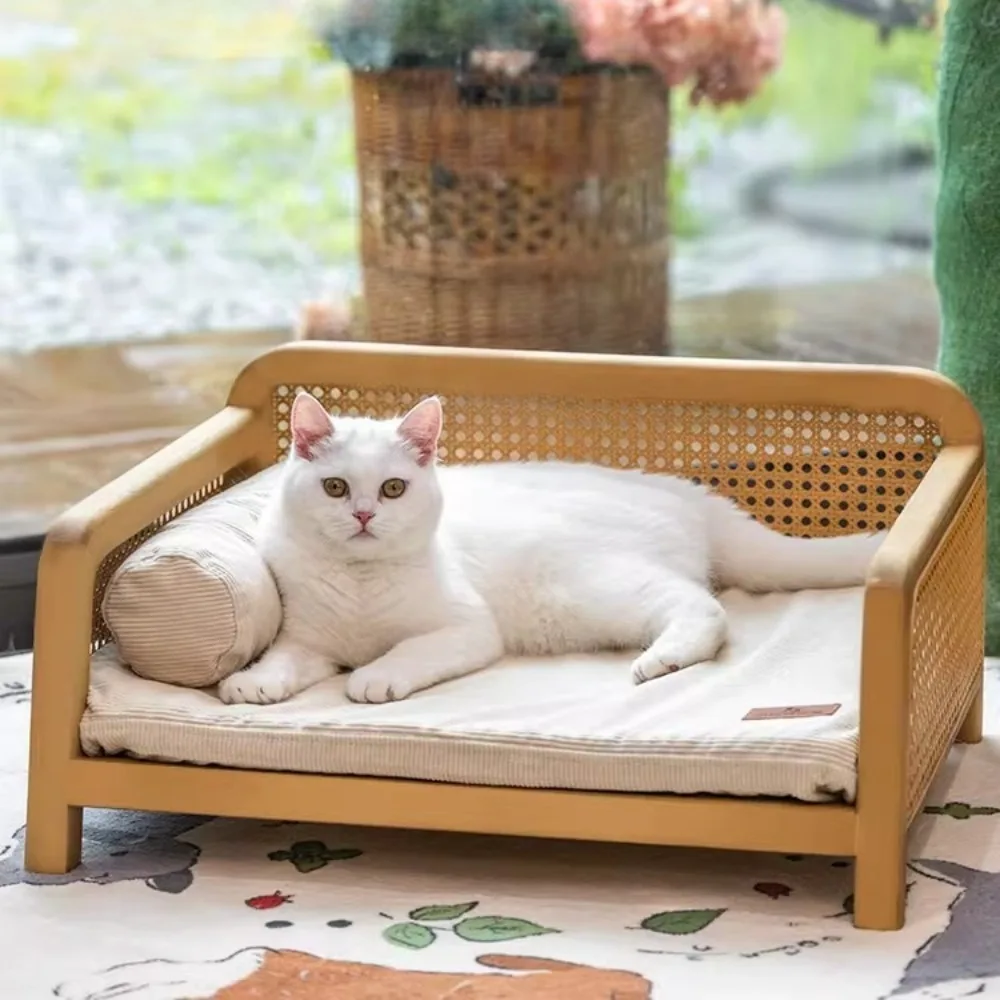

Solid Wood Pet Bed Sofa Breathable Waterproof and Moisture-proof Cat Beds and Furniture Easy Clean Cat Accessories Supplies