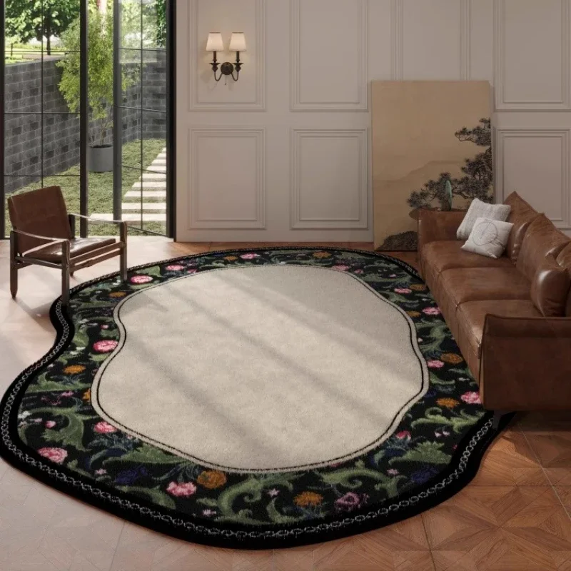 

Carpet for Living Room Retro Floral Fluffy Soft Bedroom Bedside Rug Special-shaped Large Area Soft Cloakroom Mat Alfombra 양탄자