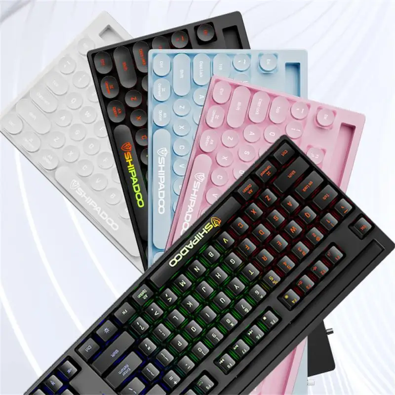 Gaming Accessories k87v2 Wired Gaming Luminous Mini Luminous Keyboard Mechanical Hand Feel 87 Key Key Punk Round Key Cap Color