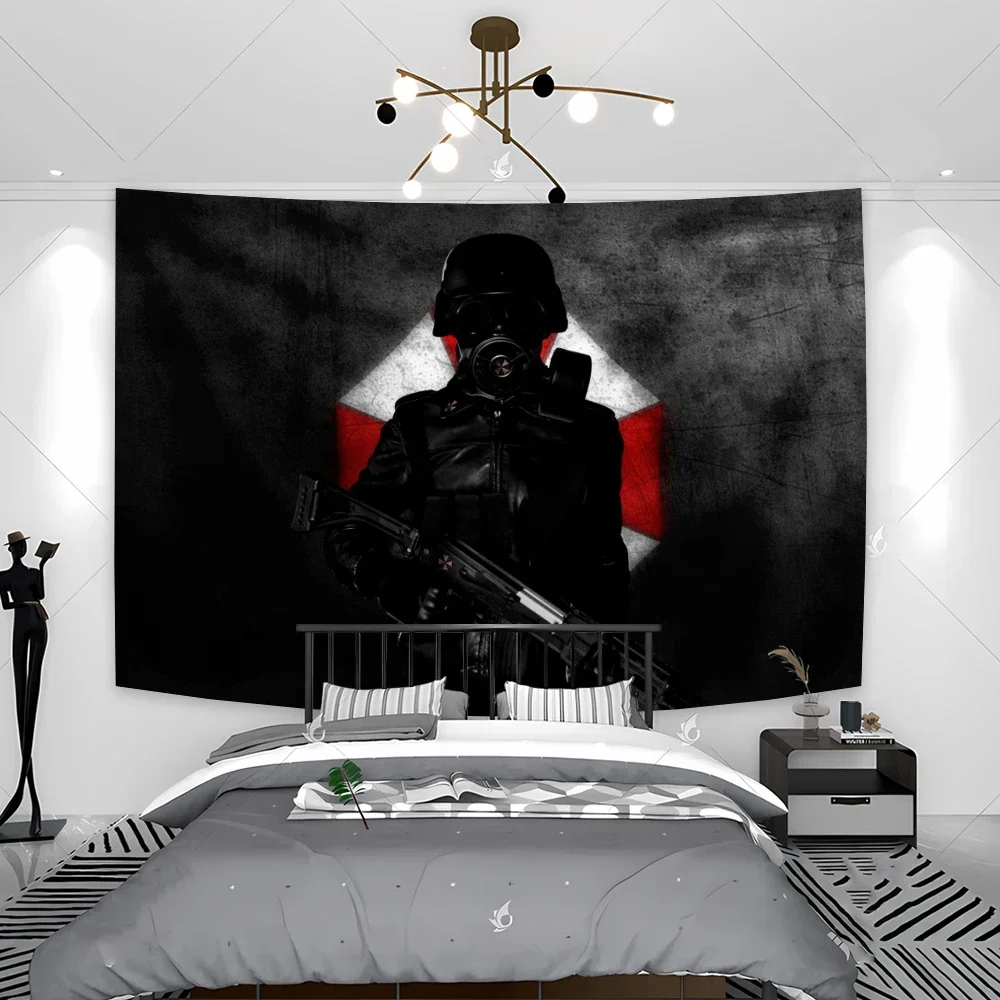 Shooting Game Tapestry Bedroom Art Deco Room Dorm Home Decoration Aesthetics Wall Hung Black Background Cloth